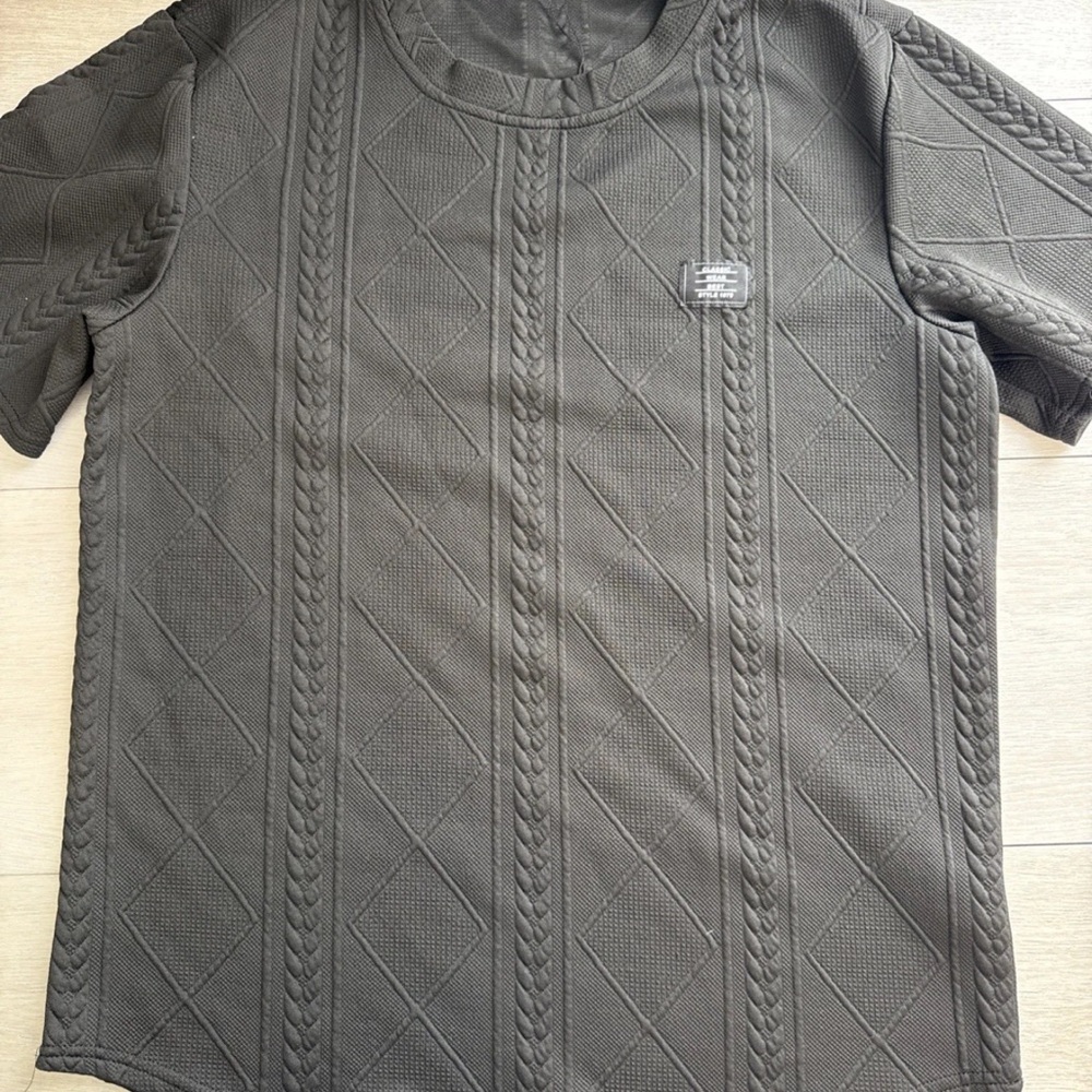Source Unknown Black Textured Polo Shirt